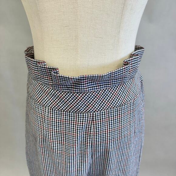 Topshop houndstooth paperbag pleated trouser ankle pants, tapered leg size 8 - Picture 11 of 14